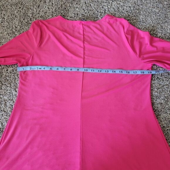 Slinky Brand Hot Pink Long Sleeve Handkerchief Hem Round Neck Tunic Top Size M - Picture 11 of 14